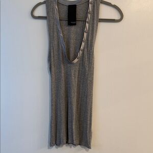 Bordeaux Gray Button-Accent Tank Top